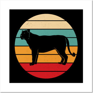 Lion Big Cat Retro Sunset Vintage African Animal Posters and Art